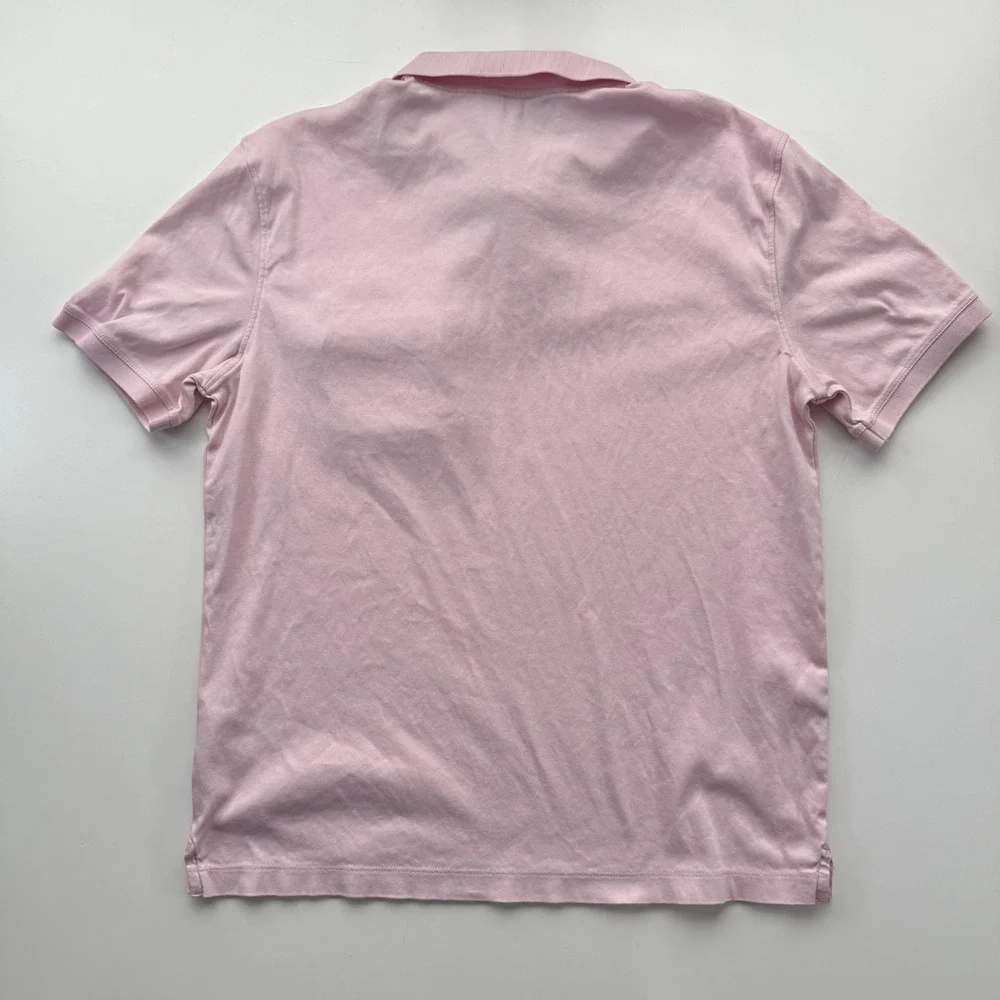 BANANA REPUBLIC Luxe Touch Pip Pink Oxford Polo Short Sleeve Shirt‎ Mens Medium